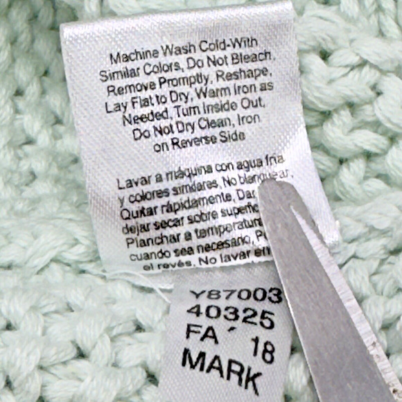 Asymmetric Cable Knit Tank Sweater Women M Seafoam Green Coastal Chunky Cozy Y2k - Picture 9 of 13